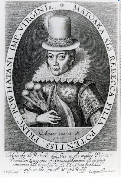 Pocahontas, 1616 de Simon de Passe